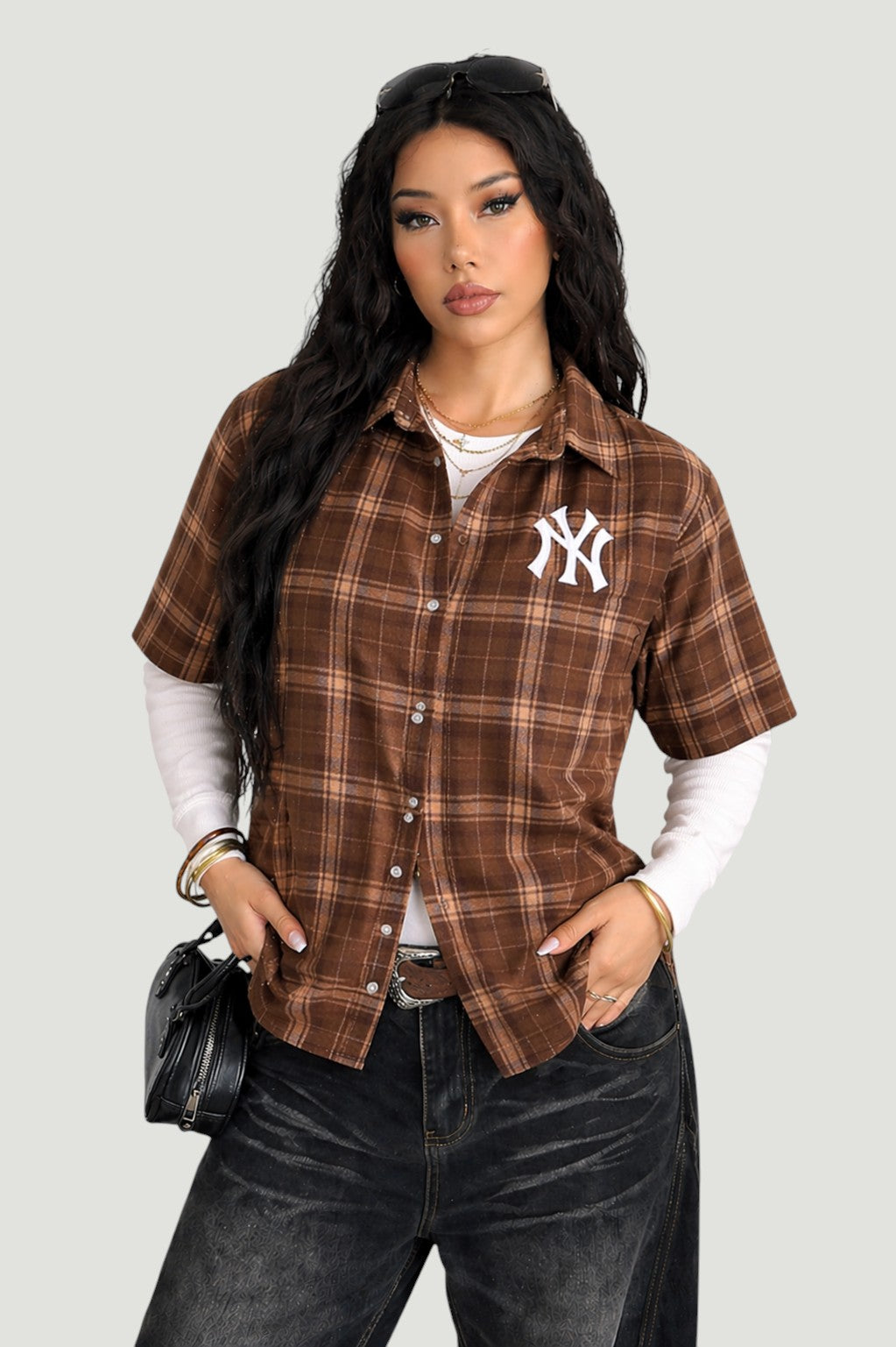 Camicia Maniche Lunghe Vintage New York Yankees